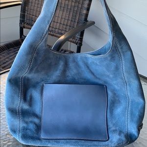 Michael Kors Blue Suede And Leather Handbag